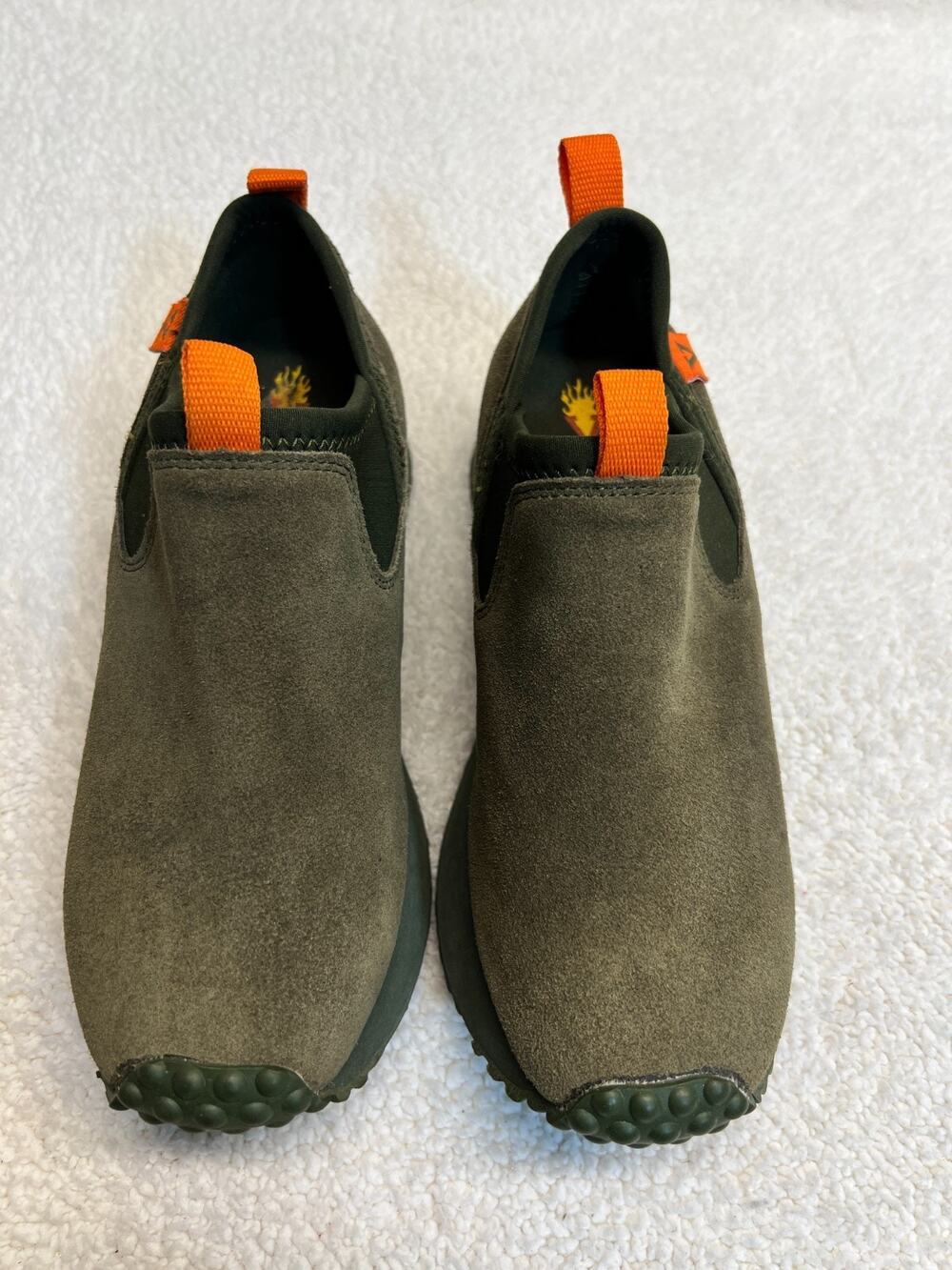 Volatile Womens Sneakers Suede Slip On Olive Green/Orange Size 8
